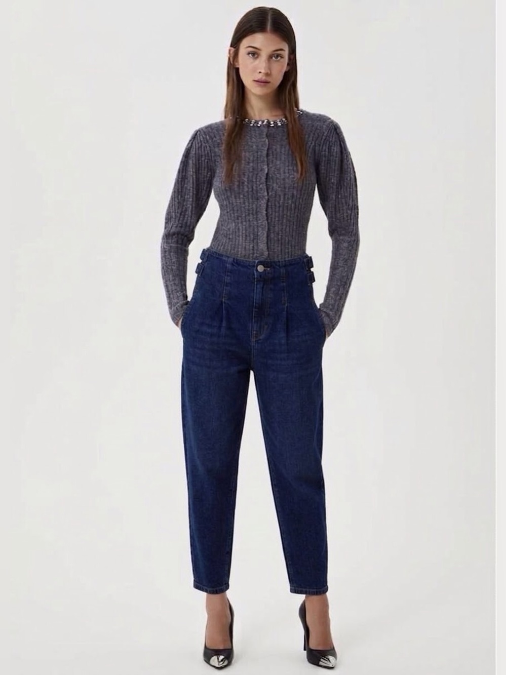 Liu Jo /Dark Blue Denim Boyfriend Jeans Side Buckles - Sz. 29 - NWT - Italy